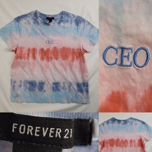 L CEO Boss Babe TIE DYE FOREVER 21 PINK BLUE SHORT SLEEVE Vibe TSHIRT large